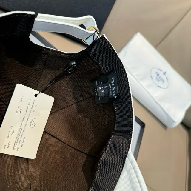 Prada Embroidered Logo Off-White Baseball Cap 4