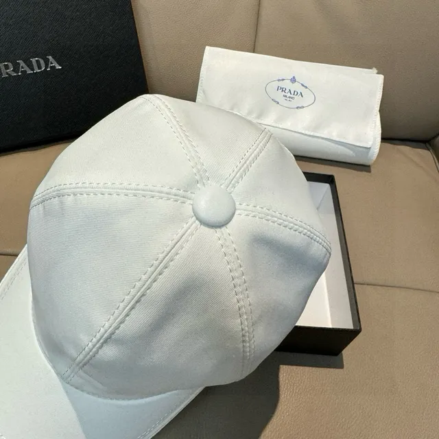 Prada Embroidered Logo Off-White Baseball Cap 8
