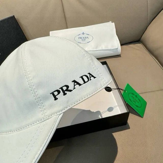 Prada Embroidered Logo Off-White Baseball Cap 9