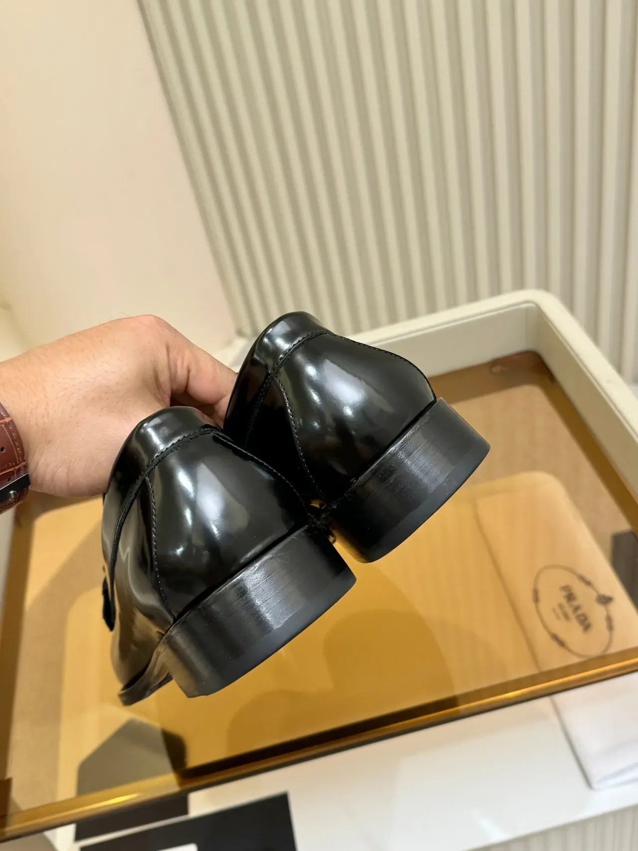Prada Horsebit Loafer Black Patent Leather Loafers 3