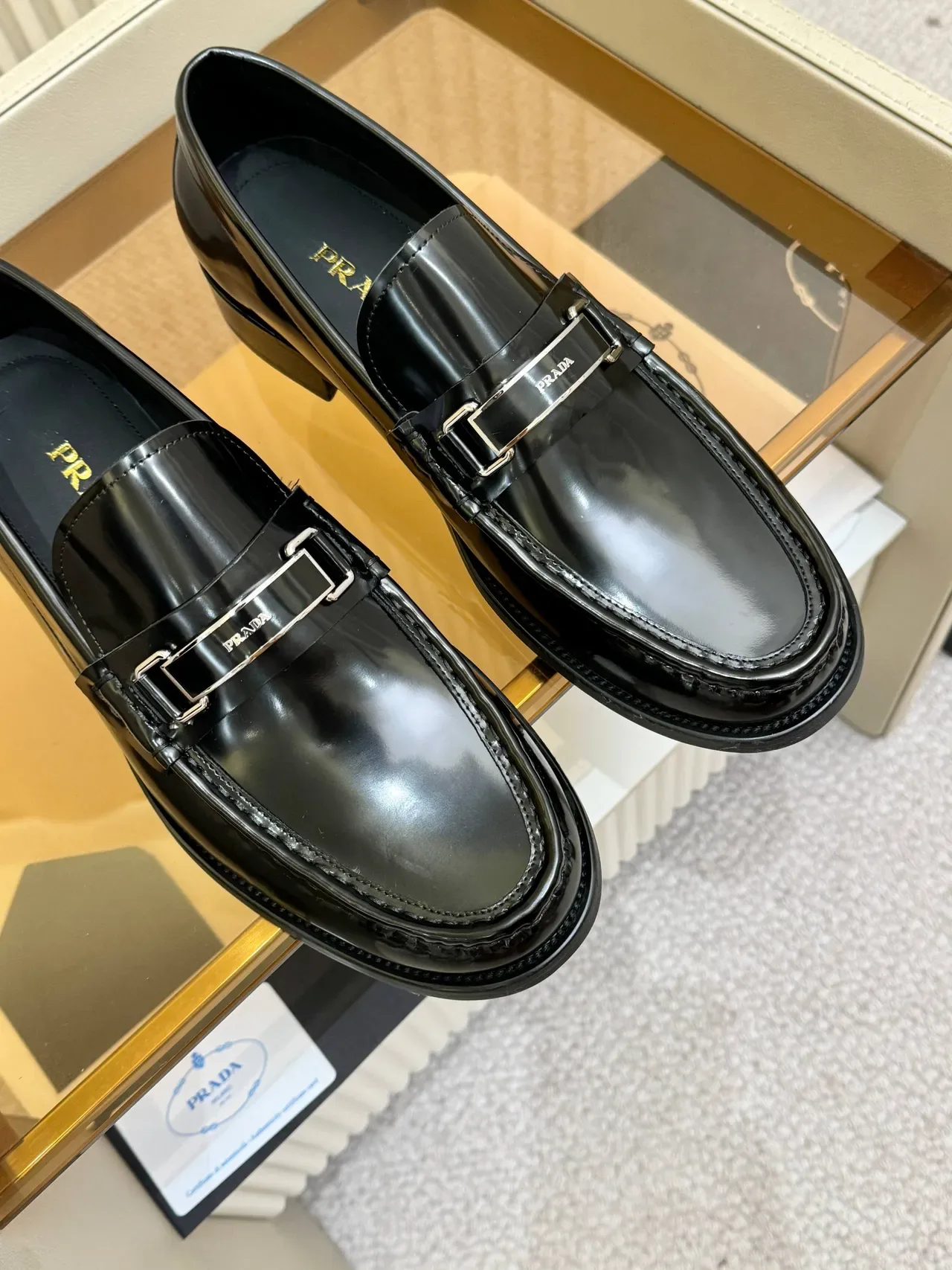 Prada Horsebit Loafer Black Patent Leather Loafers 5