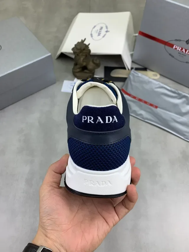Prada Navy Mesh and Suede Chunky Sneakers 3
