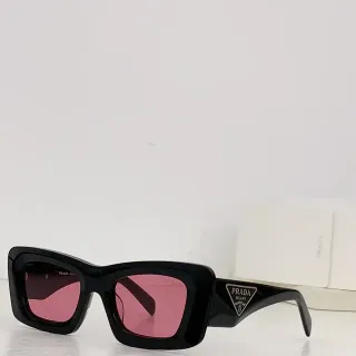 Prada Oversized Square Black Frame Pink Lens Sunglasses