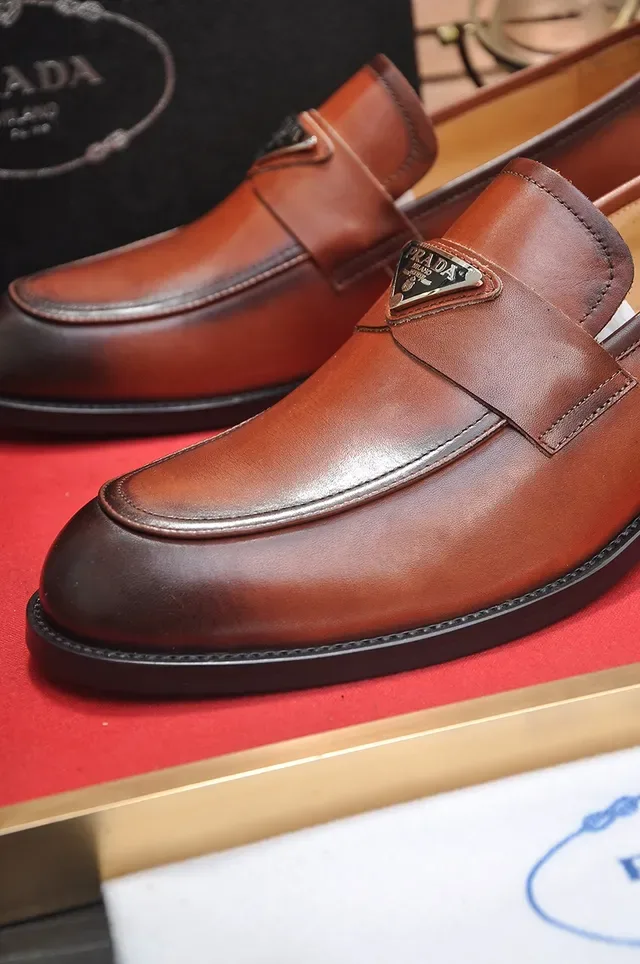 Prada Penny Loafer Two-Tone Brown Leather Loafers 2