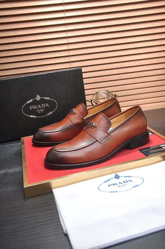 Prada Penny Loafer Two-Tone Brown Leather Loafers 4
