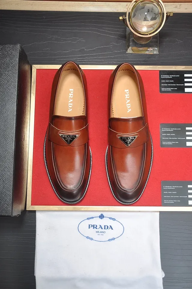 Prada Penny Loafer Two-Tone Brown Leather Loafers 5