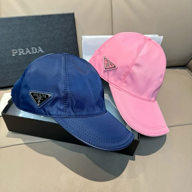Prada Pink Smooth Synthetic Fabric Structured Six-Panel Crown Baseball Cap 2