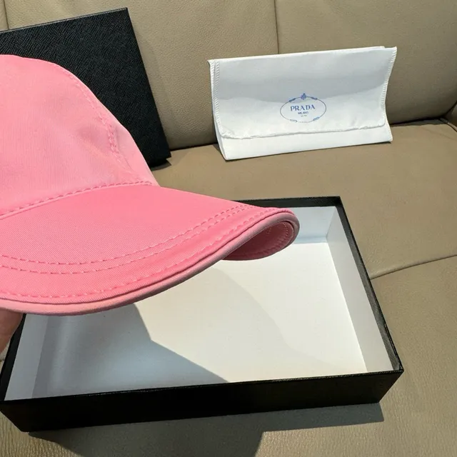 Prada Pink Smooth Synthetic Fabric Structured Six-Panel Crown Baseball Cap 5