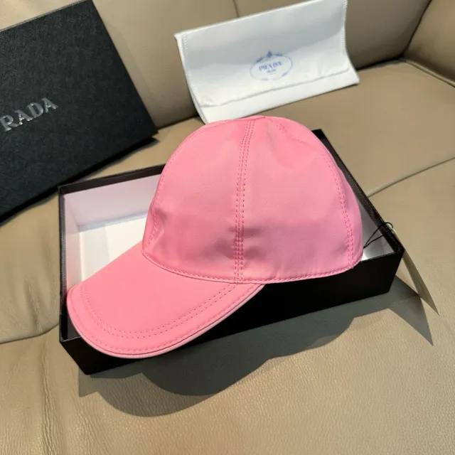 Prada Pink Smooth Synthetic Fabric Structured Six-Panel Crown Baseball Cap 7