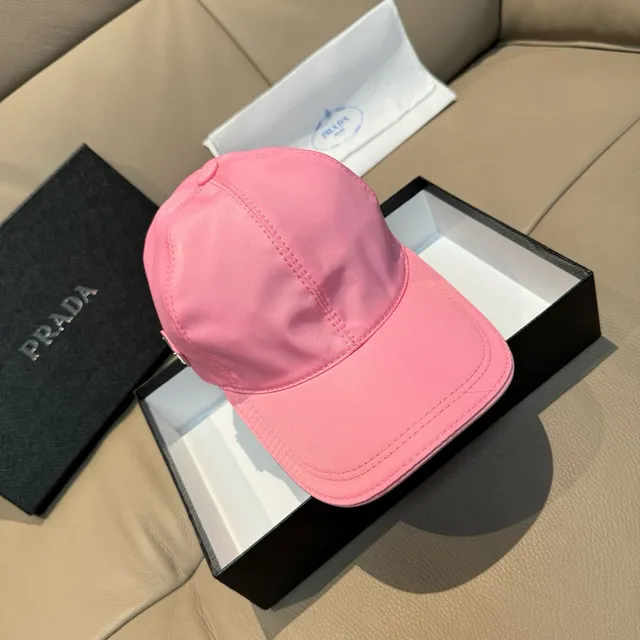 Prada Pink Smooth Synthetic Fabric Structured Six-Panel Crown Baseball Cap 8
