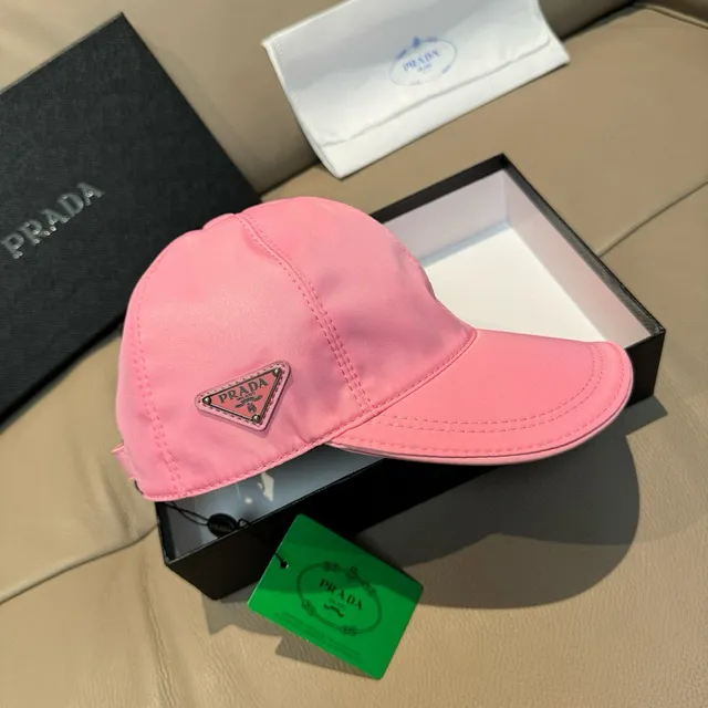 Prada Pink Smooth Synthetic Fabric Structured Six-Panel Crown Baseball Cap 9