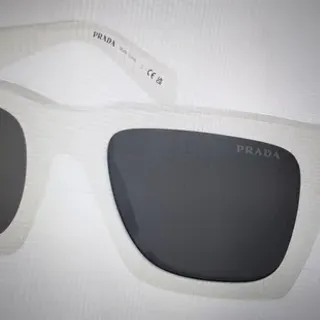 Prada Rectangular Translucent White Sunglasses