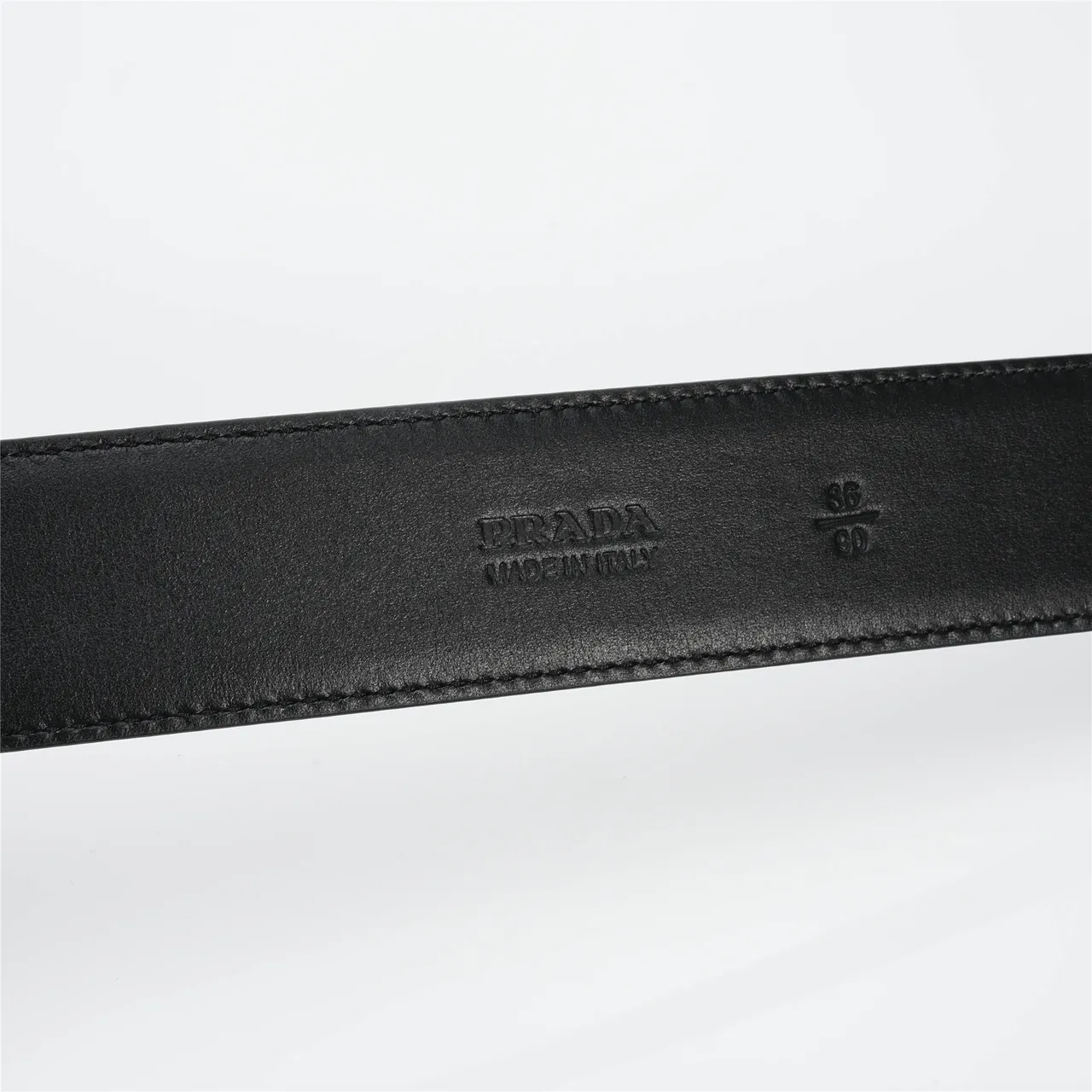 Prada Triangle Belt Black Leather Belt 7