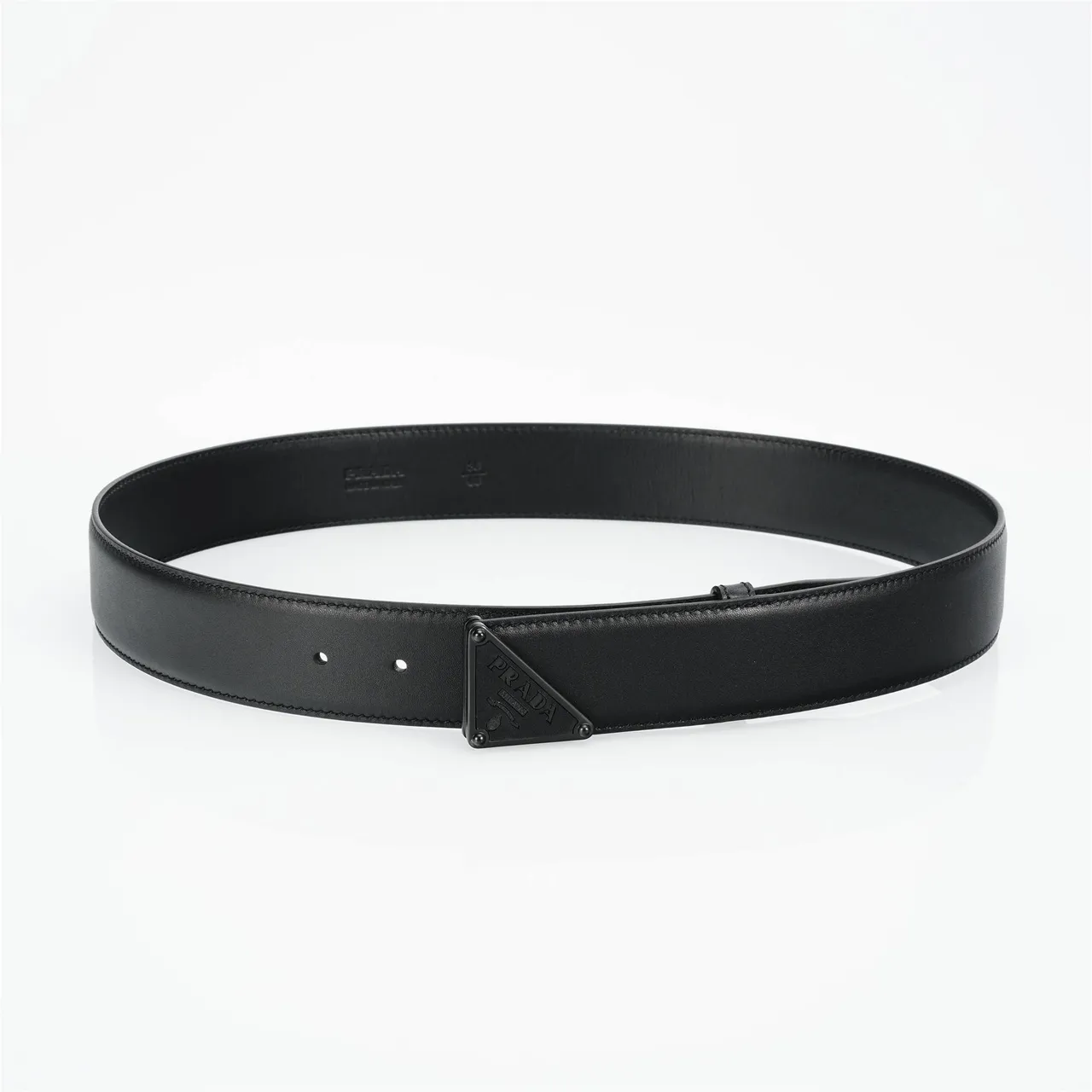 Prada Triangle Belt Black Leather Belt 9