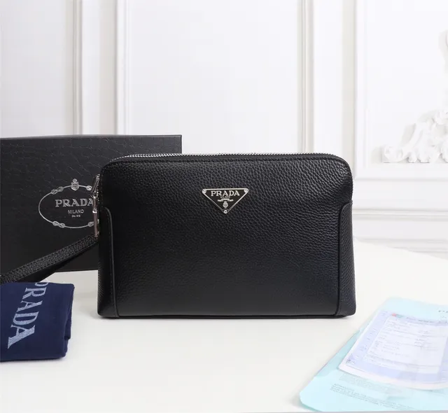 Prada Vitello Pezzato Black Silver Pebbled Leather Zip-Top Closure Handbag 5
