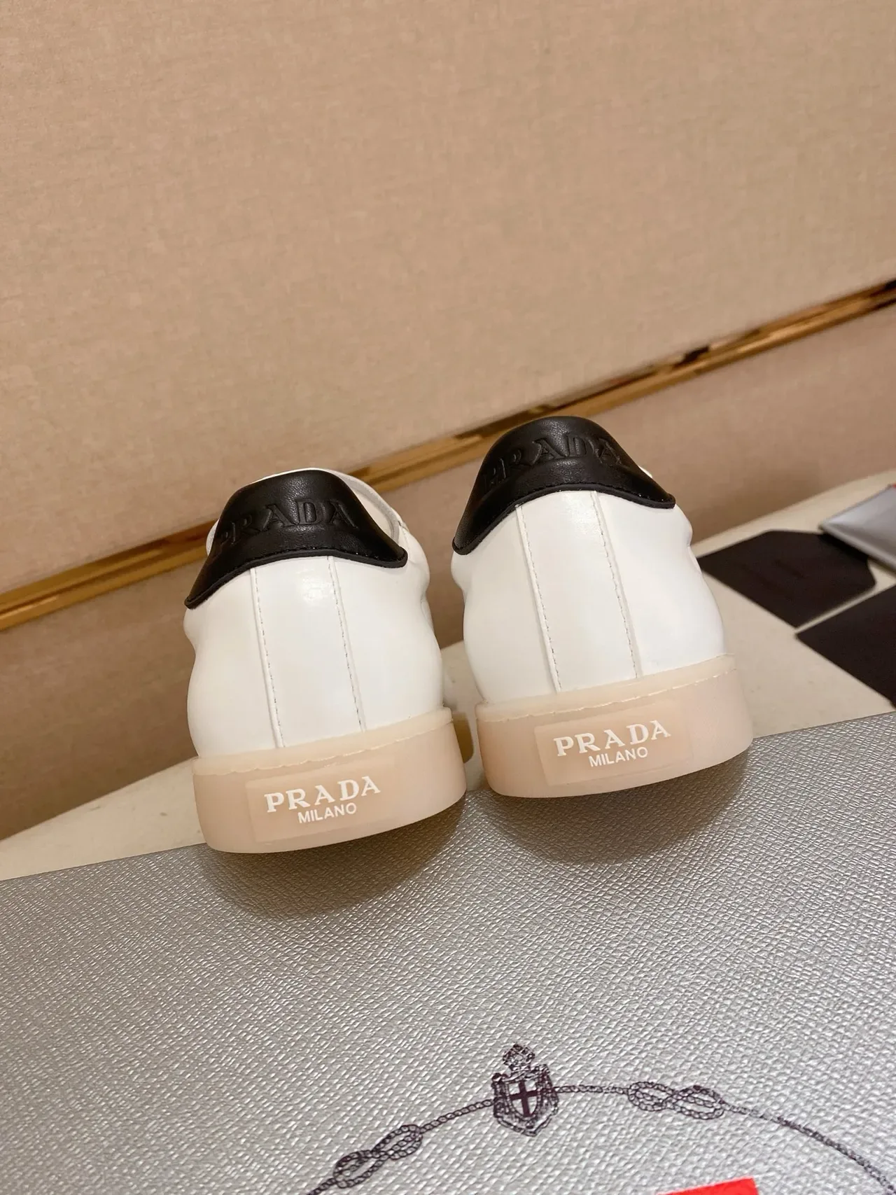 Prada White Black Low-Top Minimalist Lifestyle Sneakers 8