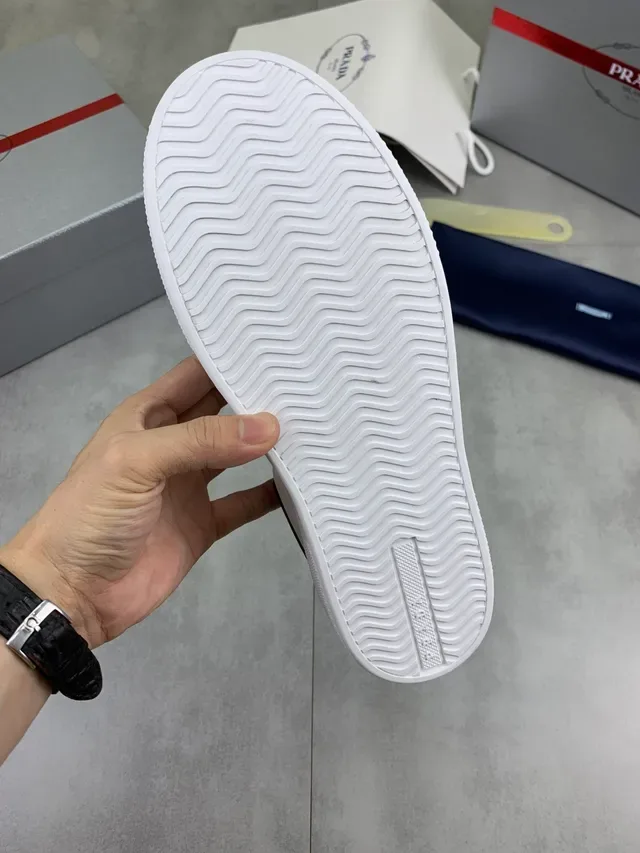 Prada White Black Low-Top Platform Sole Lifestyle Sneakers 2