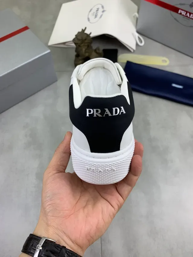 Prada White Black Low-Top Platform Sole Lifestyle Sneakers 3