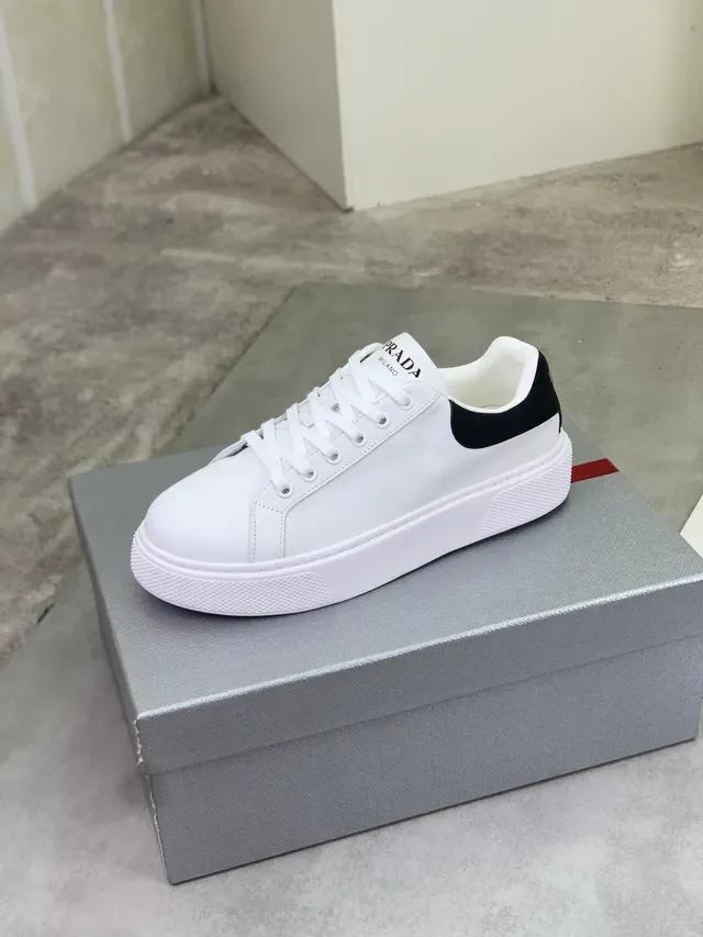 Prada White Black Low-Top Platform Sole Lifestyle Sneakers 4