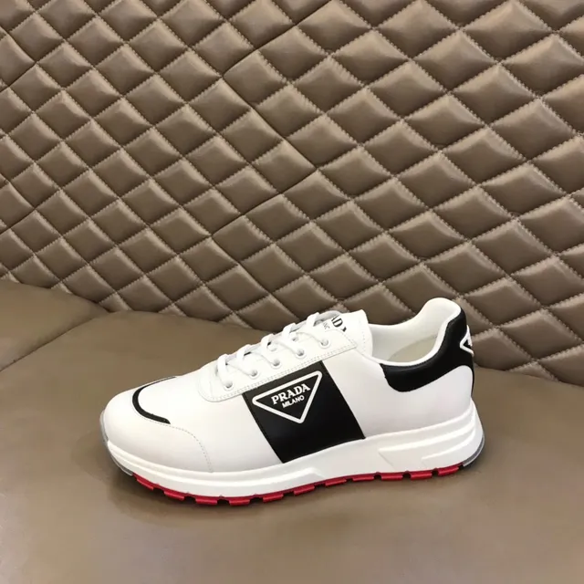 Prada White Black Low-Top Triangular Logo Panel Lifestyle Sneakers 6