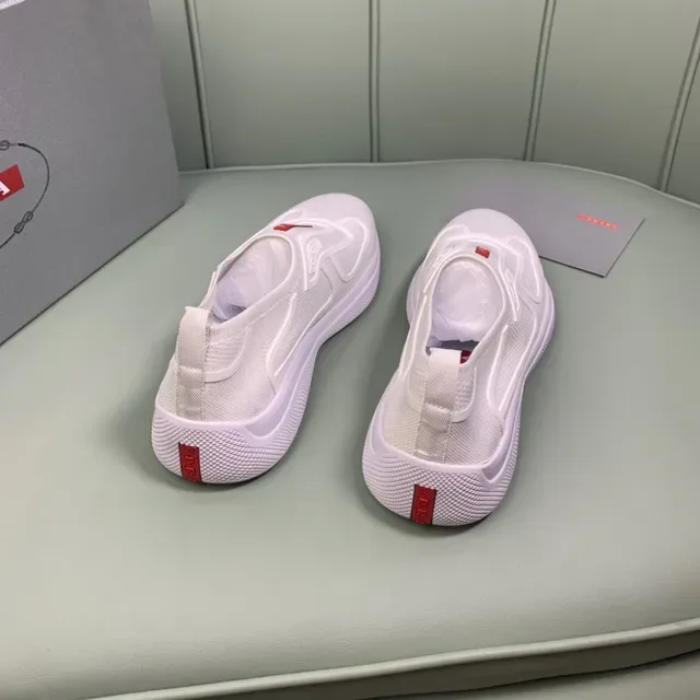 Prada White Red Slip-On Knit Upper Lifestyle Sneakers 4