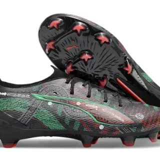 Puma Future Z Black Red Textured Synthetic Upper Graphic Pattern Firm-Ground Soccer Shoes