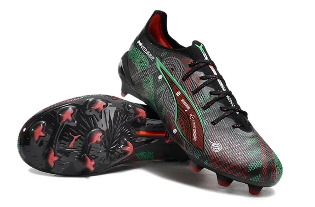 Puma Future Z Black Red Textured Synthetic Upper Graphic Pattern Firm-Ground Soccer Shoes 4