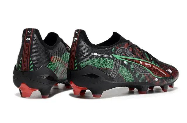 Puma Future Z Black Red Textured Synthetic Upper Graphic Pattern Firm-Ground Soccer Shoes 5