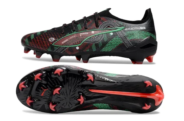 Puma Future Z Black Red Textured Synthetic Upper Graphic Pattern Firm-Ground Soccer Shoes 6