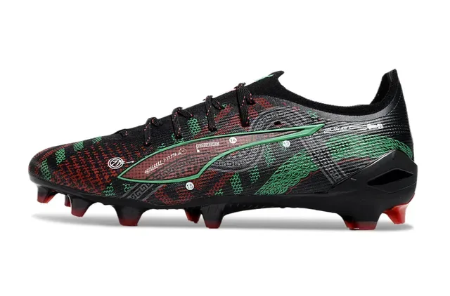 Puma Future Z Black Red Textured Synthetic Upper Graphic Pattern Firm-Ground Soccer Shoes 7