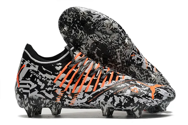 Puma Future Z Laranja Dourado Upper Malha Cadarços Assimétricos Piso Firme Sapatos de Futebol 3