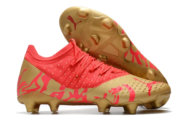Puma Future Z Laranja Dourado Upper Malha Cadarços Assimétricos Piso Firme Sapatos de Futebol 10