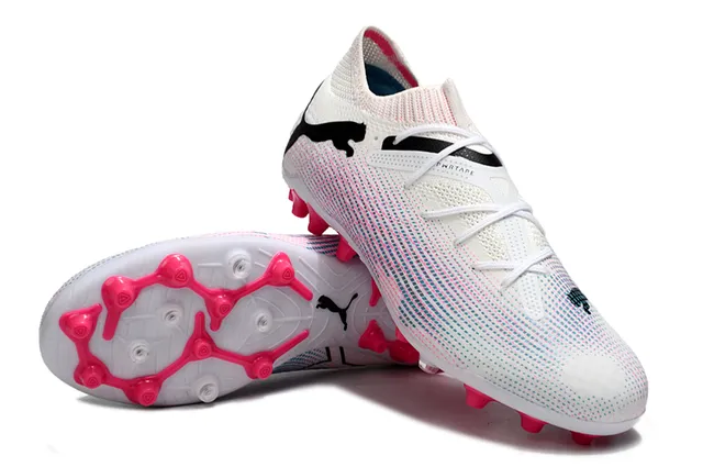 Puma Future Z تدرج أبيض وردي أرضية صلبة حذاء كرة قدم 4