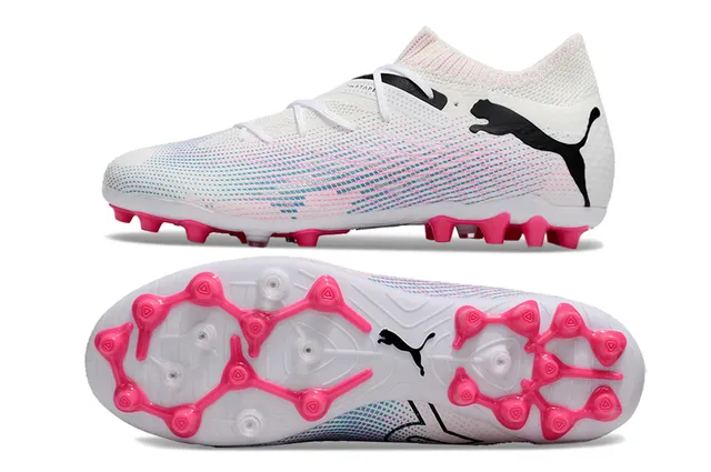 Puma Future Z تدرج أبيض وردي أرضية صلبة حذاء كرة قدم 6