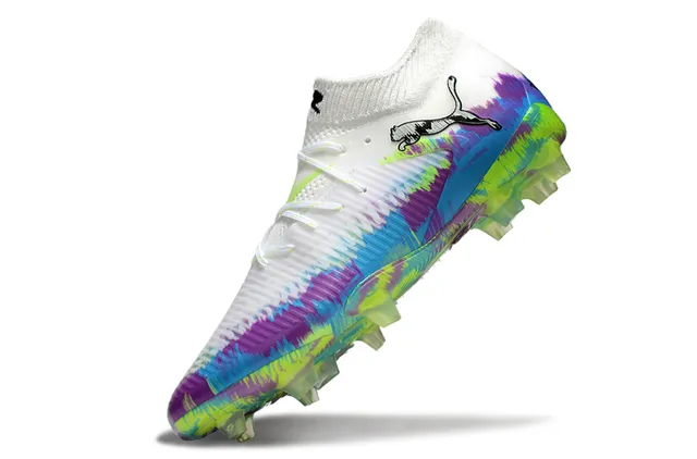 Puma Multicolore Blanc Bas Upper Ajusté Graphique Tie-Dye Sol Ferme Chaussures De Football 3