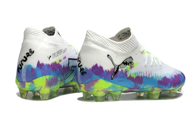 Puma Multicolore Blanc Bas Upper Ajusté Graphique Tie-Dye Sol Ferme Chaussures De Football 5