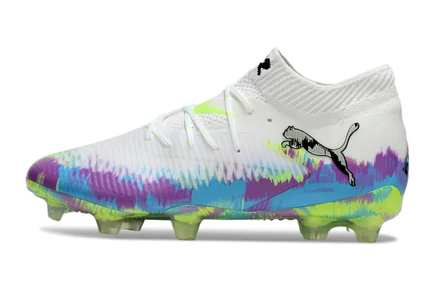 Puma Multicolore Blanc Bas Upper Ajusté Graphique Tie-Dye Sol Ferme Chaussures De Football 7