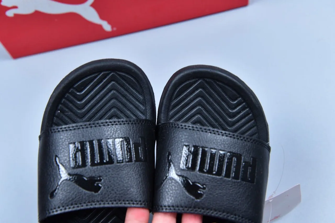 Puma Slide Black Single-Strap Embossed Branding Slippers 3