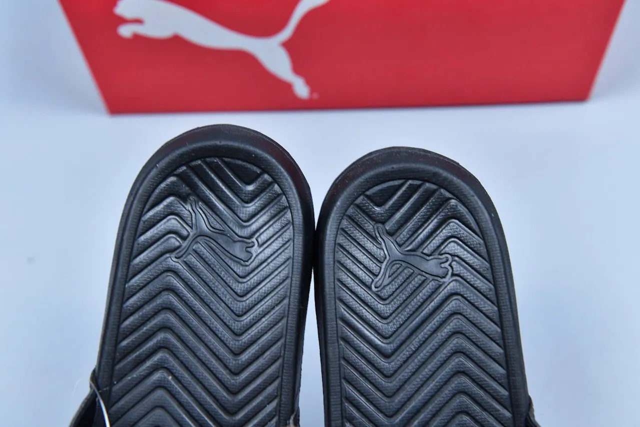 Puma Slide Black Single-Strap Embossed Branding Slippers 4