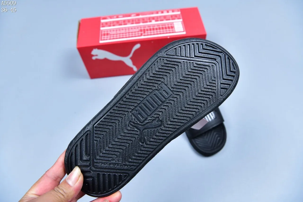 Puma Slide Black Single-Strap Embossed Branding Slippers 6