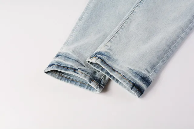 Purple Brand Blue Black Light-Wash Denim Asymmetrical Graphic Print Jeans 3