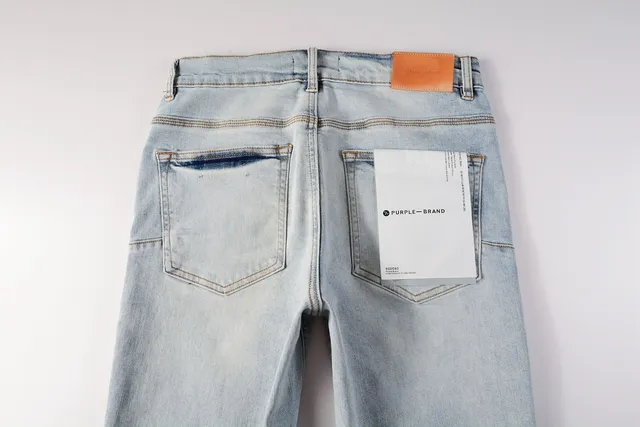 Purple Brand Blue Black Light-Wash Denim Asymmetrical Graphic Print Jeans 6