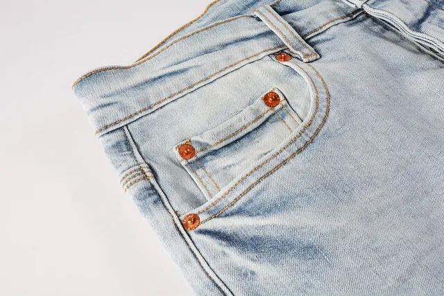Purple Brand Blue Black Light-Wash Denim Asymmetrical Graphic Print Jeans 9