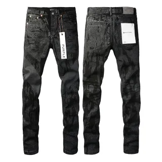 Purple Brand Crackle-Print Black Slim-Fit Jeans