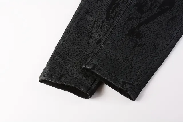 Purple Brand Crackle-Print Black Slim-Fit Jeans 3