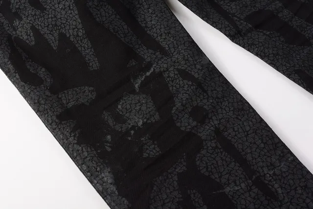 Purple Brand Crackle-Print Black Slim-Fit Jeans 4