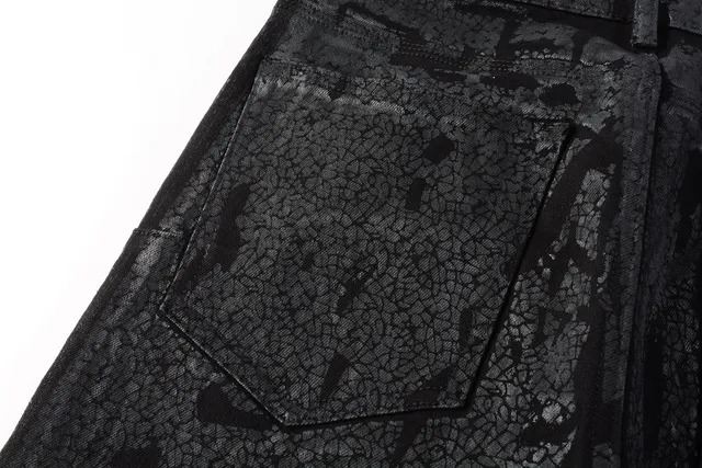 Purple Brand Crackle-Print Black Slim-Fit Jeans 6