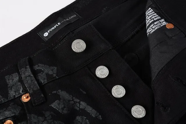 Purple Brand Crackle-Print Black Slim-Fit Jeans 11