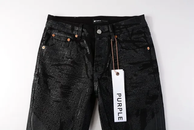 Purple Brand Crackle-Print Black Slim-Fit Jeans 15