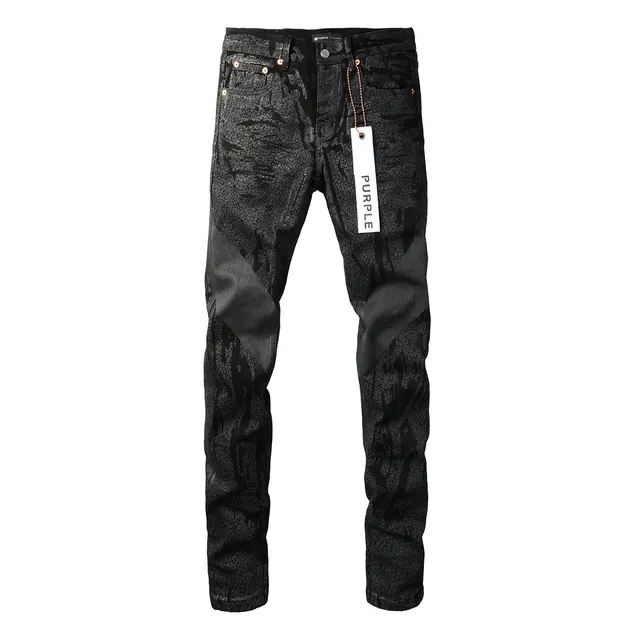 Purple Brand Crackle-Print Black Slim-Fit Jeans 17